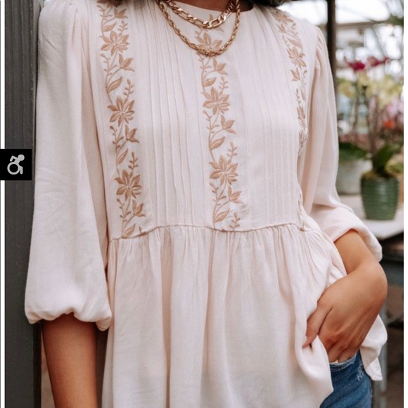 Light pink floral peplum top - Picture 2 of 4